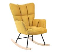 Beliani Silla Mecedora de poliéster Amarillo Negro Madera Clara Patas de Madera Oulu