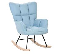 Beliani Silla Mecedora de poliéster Azul Claro Negro Madera Clara Patas de Madera Oulu