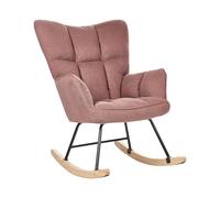 Beliani Silla Mecedora de poliéster Rosa Negro Madera Clara Patas de Madera Oulu