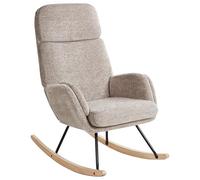 Beliani Silla Mecedora de Tela Asiento de poliéster Patas de Metal Patines de Madera diseño Moderno Gris Pardo Kvelia