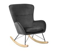 Silla Mecedora de Terciopelo Negro Patas de Metal balancines Moderno Glamour Tradicional Ellan
