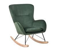 Beliani Silla Mecedora de Terciopelo Verde Oscuro Patas de Metal balancines Moderno Glamour Tradicional Ellan