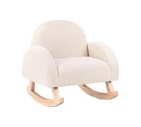 Beliani Silla Mecedora Infantil de bou on Patas de Madera para niños Interior Beige Claro Hug