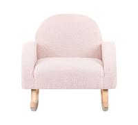 Beliani Silla Mecedora Infantil de bouclé con Patas de Madera para niños Interior Rosa Pastel Hug