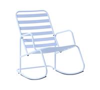 Beliani Silla Mecedora Moderna de Metal para jardín diseño de Listones Exterior Aluminio Azul Claro Turi