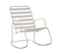 Beliani Silla Mecedora Moderna de Metal para jardín diseño de Listones Exterior Aluminio Blanco Crema Turi