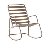 Beliani Silla Mecedora Moderna de Metal para jardín diseño de Listones Exterior Aluminio Gris Pardo Turi