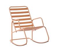 Beliani Silla Mecedora Moderna de Metal para jardín diseño de Listones Exterior Aluminio marrón Dorado Turi