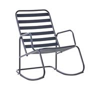 Beliani Silla Mecedora Moderna de Metal para jardín diseño de Listones Exterior Aluminio Negra Turi