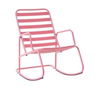 Beliani Silla Mecedora Moderna de Metal para jardín diseño de Listones Exterior Aluminio Rosa Turi