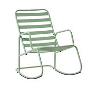 Beliani Silla Mecedora Moderna de Metal para jardín diseño de Listones Exterior Aluminio Verde Turi