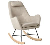 Beliani Silla Mecedora tapizada en Tela Beige Patas de Metal Patines de Madera Estilo Moderno Arrie