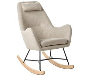 Beliani Silla Mecedora tapizada en Tela Beige Patas de Metal Patines de Madera Estilo Moderno Arrie