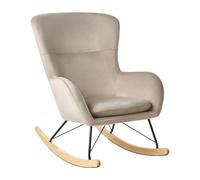 Silla Mecedora tapizada en Terciopelo Beige Patas de Metal Patines de Madera Estilo Moderno Ellan