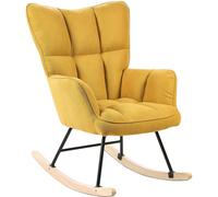 Beliani Silla mecedora tela amarillo