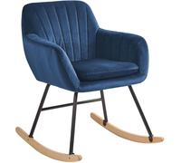 Beliani Silla mecedora terciopelo azul marino