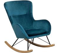 Beliani Silla mecedora terciopelo azul verdoso