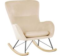 Beliani Silla mecedora terciopelo beige