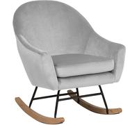 Beliani Silla mecedora terciopelo gris claro
