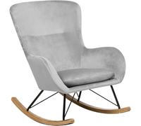 Beliani Silla mecedora terciopelo gris claro