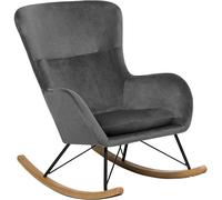 Beliani Silla mecedora terciopelo gris oscuro