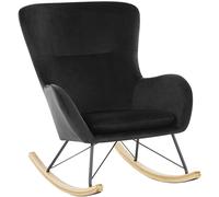 Beliani Silla mecedora terciopelo negro