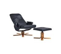 Beliani Sillón de Masaje con Respaldo Alto Giratorio con calefacción con reposapiés de Piel sintética Negro Relaxpro