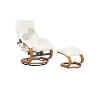 Beliani Sillón de Masaje reclinable Giratorio con reposapiés con calefacción de Piel sintética Blanco Force