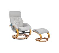 Beliani Sillón de Masaje reclinable Giratorio con reposapiés con calefacción de Piel sintética Gris Claro Force