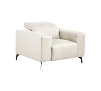 Beliani Sillón de Piel sintética Moderno con reposacabezas Ajustable y Patas de Metal Beige Claro Ommel