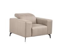 Beliani Sillón de Piel sintética Moderno con reposacabezas Ajustable y Patas de Metal Gris Pardo Ommel