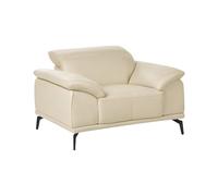 Beliani Sillón de Piel Vegana ecológica Moderno con reposacabezas Ajustable y Patas metálicas Beige Vejen