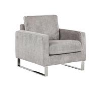 Beliani Sillón de Tela de pena Gris Patas Plateadas Estilo Retro Vind