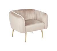 Sillón de terciopelo respaldo patas metal glamour gris pardo Laconia
