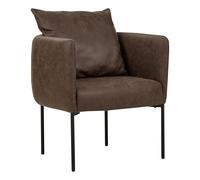 Beliani Sillón Elegante con cojín Patas de Hierro Negras Estilo Retro Piel sintética marrón Oscuro Malmos