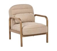 Beliani Sillón Estilo Moderno de Mediados de Siglo Estructura de Madera tapizado de Tela Beige Agger