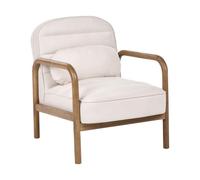 Beliani Sillón Estilo Moderno de Mediados de Siglo Estructura de Madera tapizado de Tela Beige Claro Agger