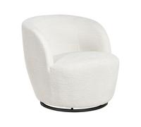 Beliani Sillón Giratorio Moderno con tapizado de Chenilla reposabrazos y Asiento Ancho salón Blanco Crema Kuolpa