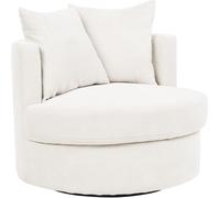 Beliani Sillón giratorio tela beige claro