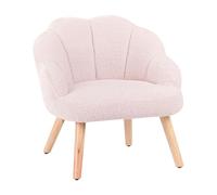 Beliani Sillón Infantil Silla tapizada de bouclé para niños Patas de Madera Rosa Pastel Miland