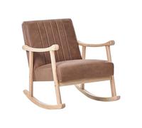 Beliani Sillón Mecedora tapizado de Piel sintética Patas de Madera de Caucho con reposabrazos Sala de Estar habitación Infantil marrón Leknes