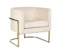 Beliani Sillón Moderno Elegante con Respaldo Redondeado tapizado en Terciopelo Beige Claro Decorativo Estructura Dorada Sirkka