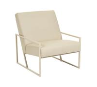 Beliani Sillón Moderno Glamour Decorativo Estructura de Metal Beige tapicería de Piel sintética Beige Delary
