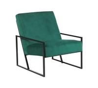 Beliani Sillón Moderno Glamour Decorativo Estructura de Metal Negro tapicería de Terciopelo Verde Delary