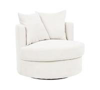 Beliani sillón Moderno Glamour Respaldo Redondo poliéster Base giratoria Hierro con Dos Cojines Beige Claro Dalby