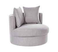 Beliani Sillón Moderno Glamour Respaldo Redondo poliéster Base giratoria Hierro con Dos Cojines Gris Dalby
