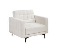 Beliani Sillón Moderno reclinable sillón Cama de día de Tela con capitoné Blanco Crema Aberdeen