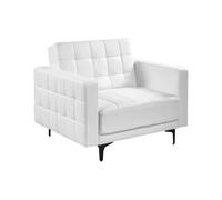 Beliani Sillón Moderno reclinable sillón Cama de día tapizado en Piel sintética con capitoné Blanco Aberdeen