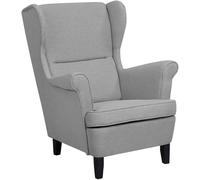 Beliani Sillón orejero tela gris
