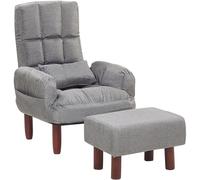 Beliani Sillón reclinable con reposapiés tela gris